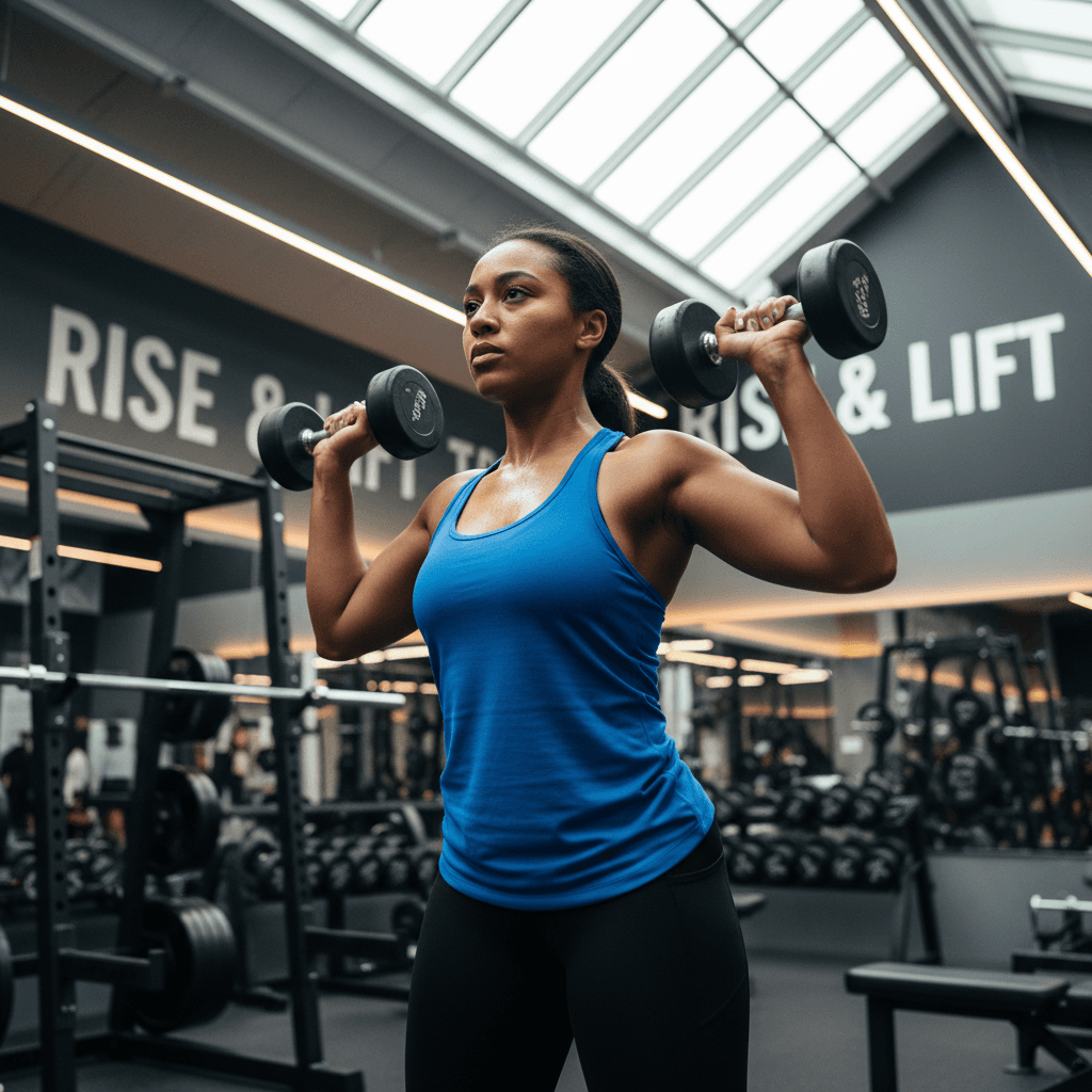 Woman in athletic wear training in a bright Sydney gym with natural light