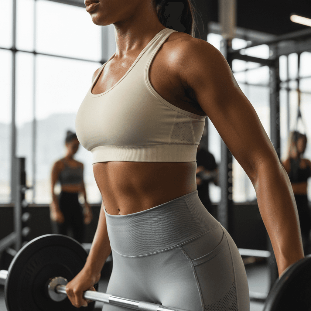 Athletic woman training in a modern gym wearing activewear