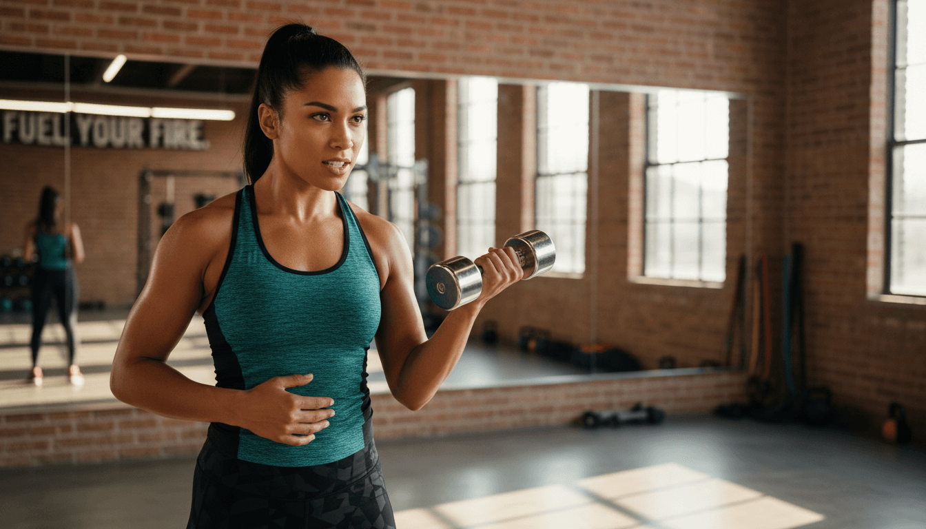 Two women chatting and laughing on the gym floor after training